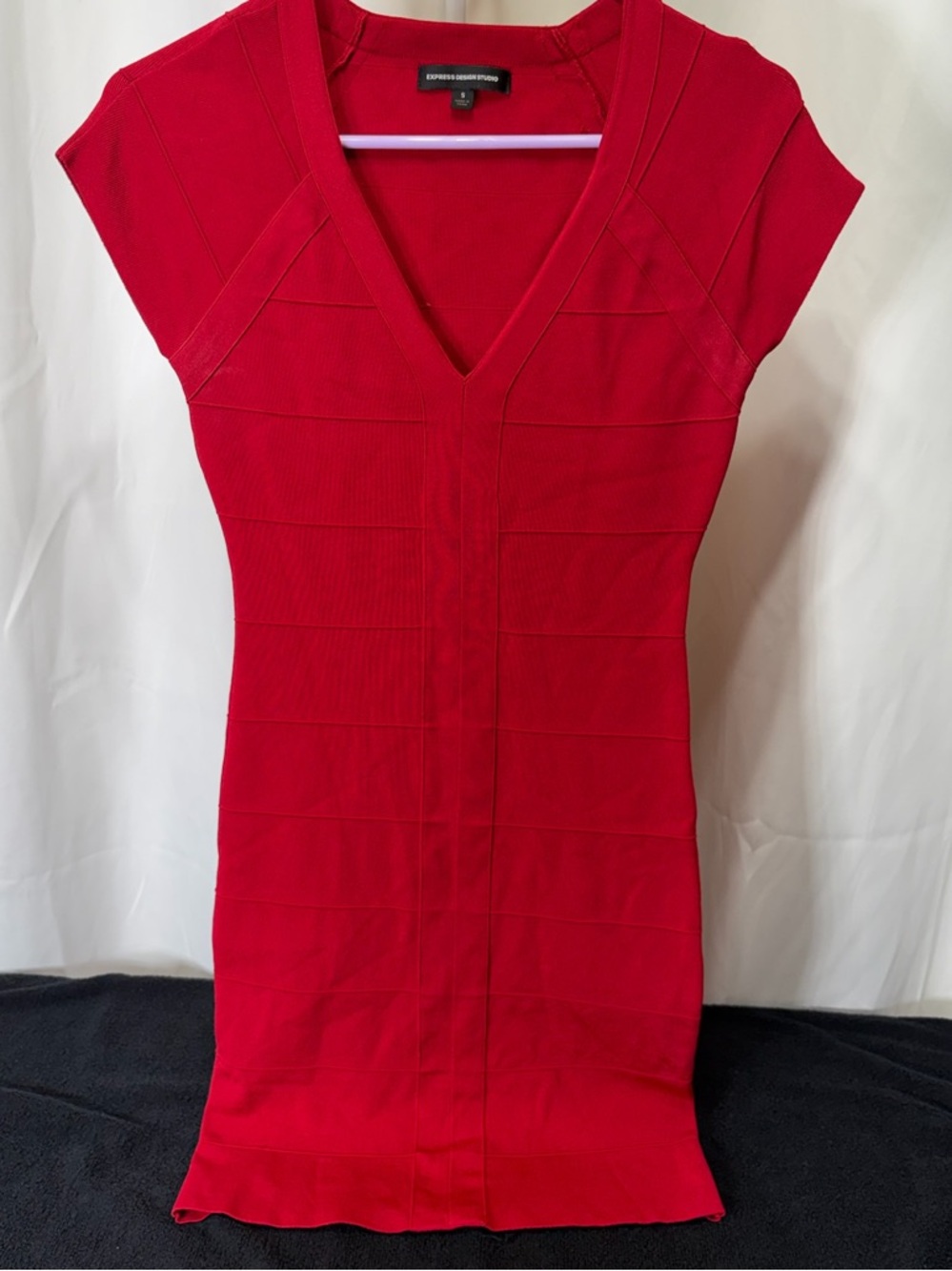 Express Red V-Neck Bandage Mini Dress 2533